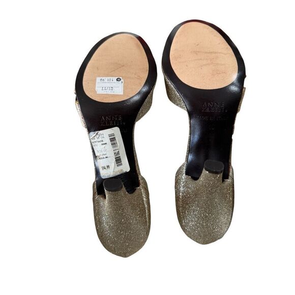 Anne Klein Garnet/Suede Gold Evening Peep Toe Pumps Women's Size 7.5M - Picture 8 of 9